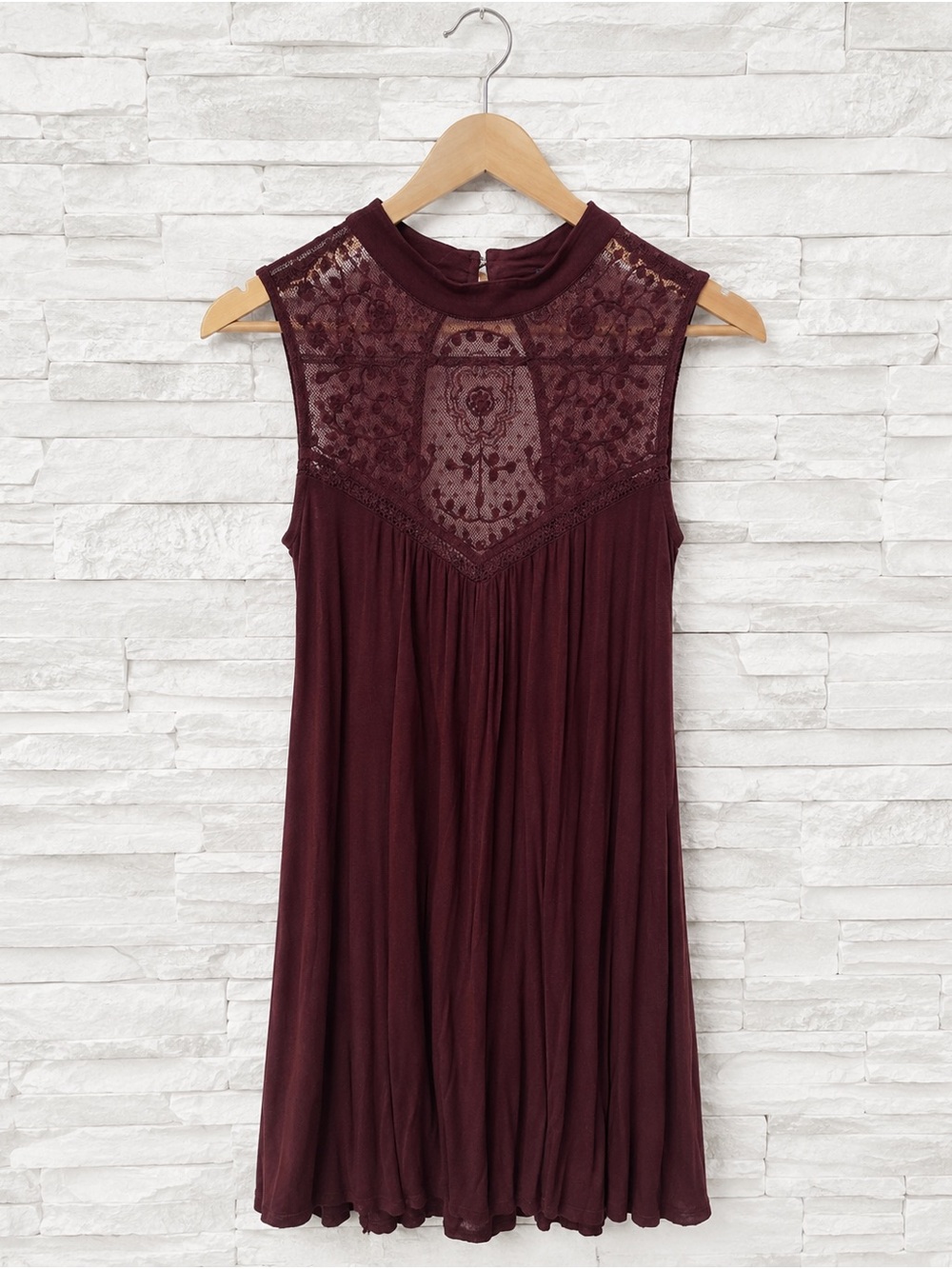 American Eagle Outfitters Burgundy Lace Yoke Top